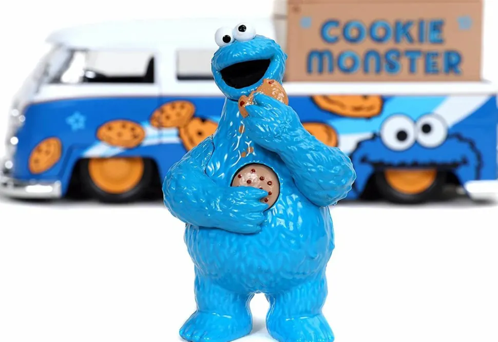 Sesame Street - Cookie Monster with 1962 Volkswagen Bus Pickup 1/24th Scale Hollywood Rides Die-Cast Vehicle Replica