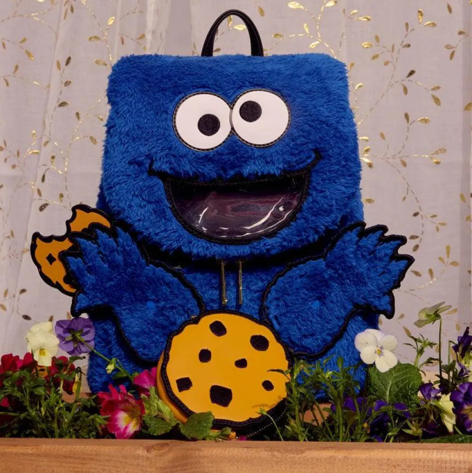 Sesame Street - Cookie Monster Plush 10" Faux Leather Mini Backpack with Coin Purse