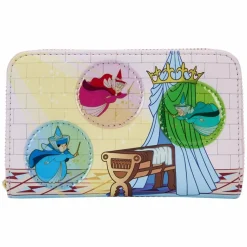 Sleeping Beauty (1959) - Three Good Fairies Stained Glass 4" Faux Leather Zip-Around Wallet