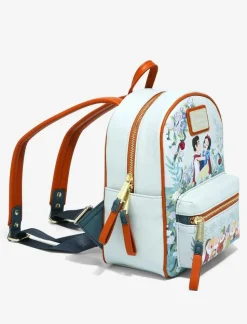 Snow White and the Seven Dwarfs (1937) - Floral 10” Faux Leather Mini Backpack