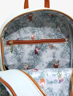 Snow White and the Seven Dwarfs (1937) - Floral 10” Faux Leather Mini Backpack