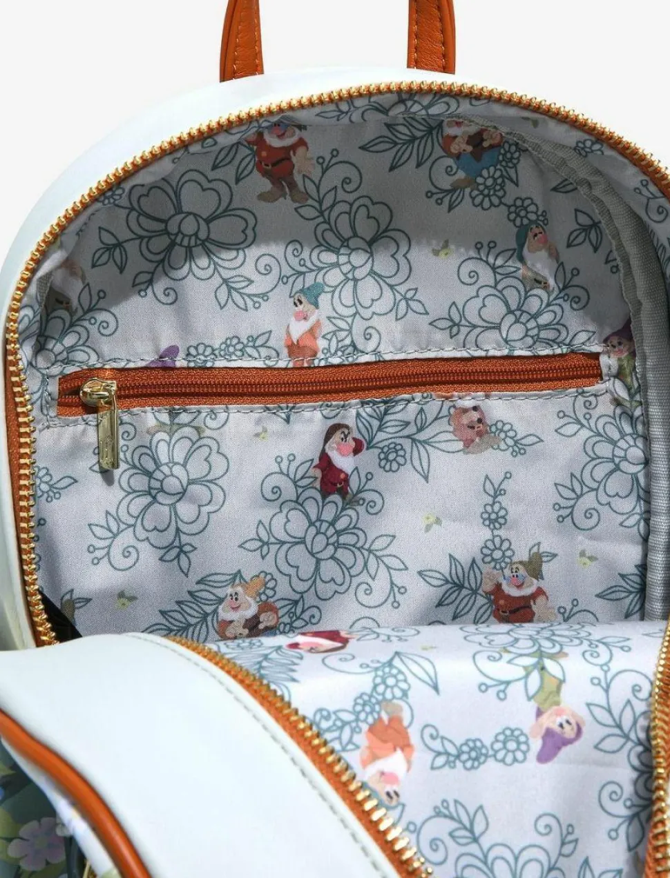 Snow White and the Seven Dwarfs (1937) - Floral 10” Faux Leather Mini Backpack