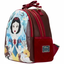 Snow White and the Seven Dwarfs (1937) - Classic Apple Quilted Velvet 10" Faux Leather Mini Backpack