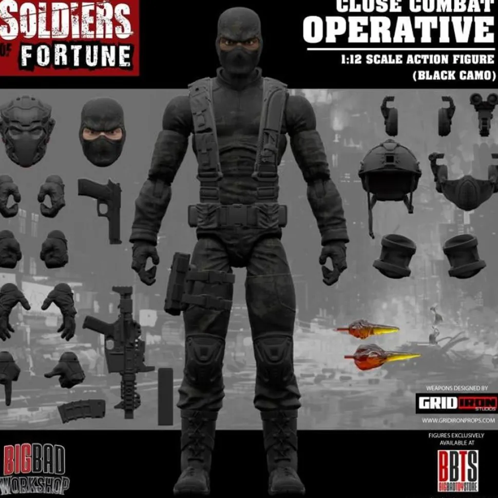 Soldiers of Fortune - Close Combat Operative (Black Camo) 1/12th Scale Action Figure