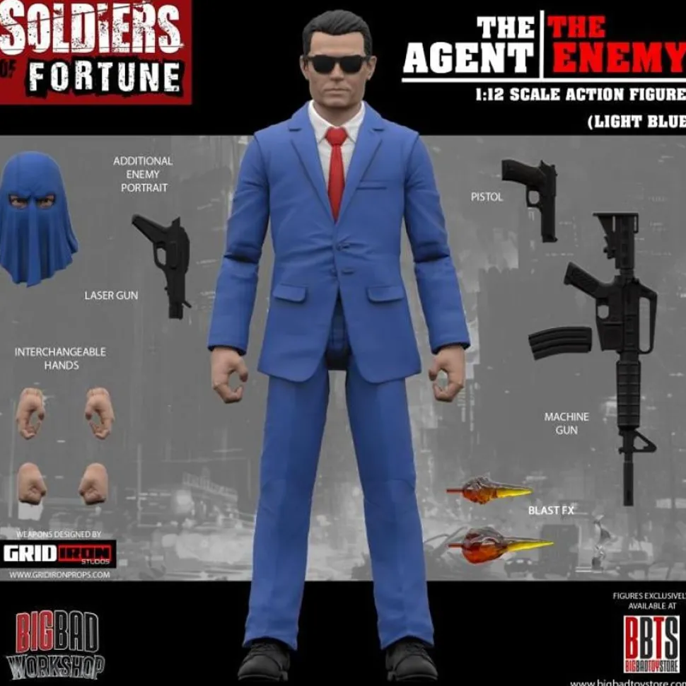 Soldiers of Fortune - The Agent/The Enemy (Light Blue) 1/12th Scale Action Figure