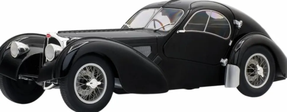Solido Cars - Black 1937 Bugatti Type 57 SC Atlantic 1/18th Scale Die-Cast Vehicle Replica
