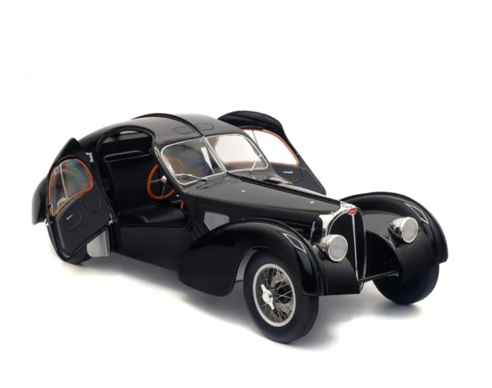 Solido Cars - Black 1937 Bugatti Type 57 SC Atlantic 1/18th Scale Die-Cast Vehicle Replica