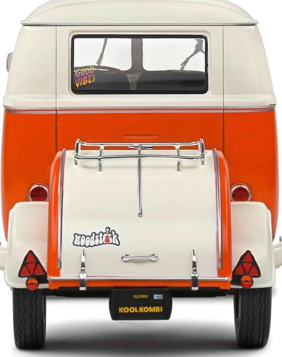 Solido Cars - Orange & White 1950 Volkswagon Kool Kombi 1/18th Scale Die-Cast Vehicle Replica
