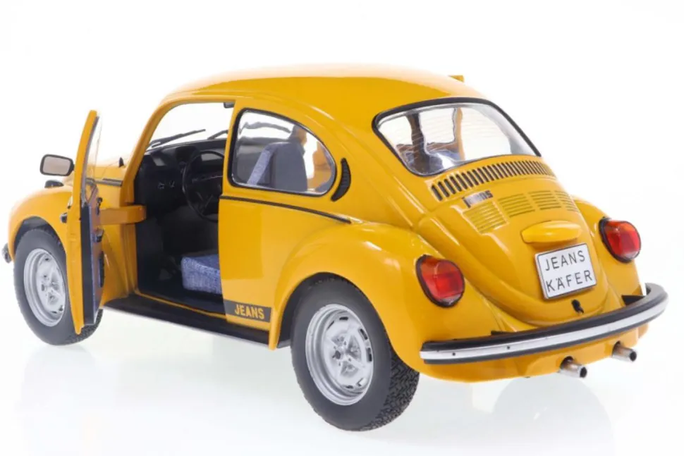 Solido Cars - Yellow 1974 Volkswagen Beetle Jeans 1/18th Scale Die-Cast Vehicle Replica