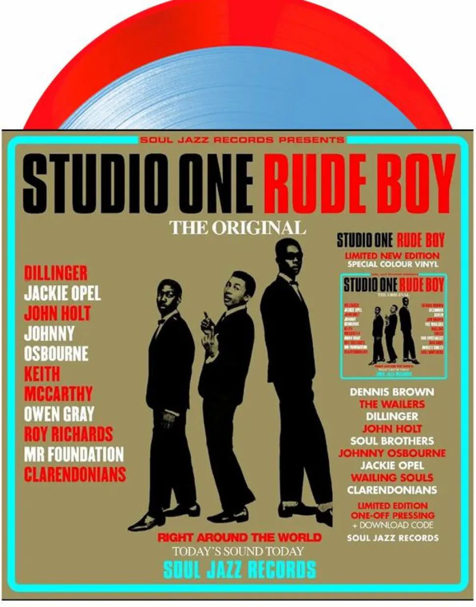 Soul Jazz Records - Soul Jazz Records Presents: Studio One Rude Boy 2xLP Vinyl Record (2024 Record Store Day Exclusive Red & Cyan Coloured Vinyl)