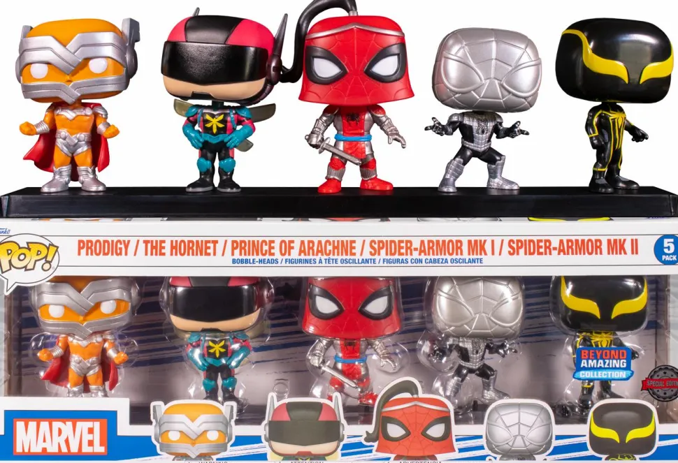 Spider-Man - Prodigy, The Hornet, Prince of Arachne, Spider-Armor Mk I & Spider-Armor Mk II Pop! Vinyl Figure 5-Pack
