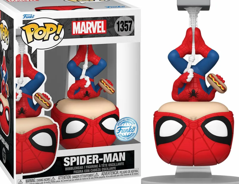 Spider-Man - Upside Down Spider-Man with Hot Dog Pop! Vinyl Figure