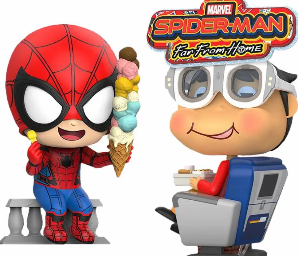 Spider-Man: Far From Home - Spider-Man & Movbi Cosbaby 3.75” Hot Toys Bobble-Head Figure 2-Pack