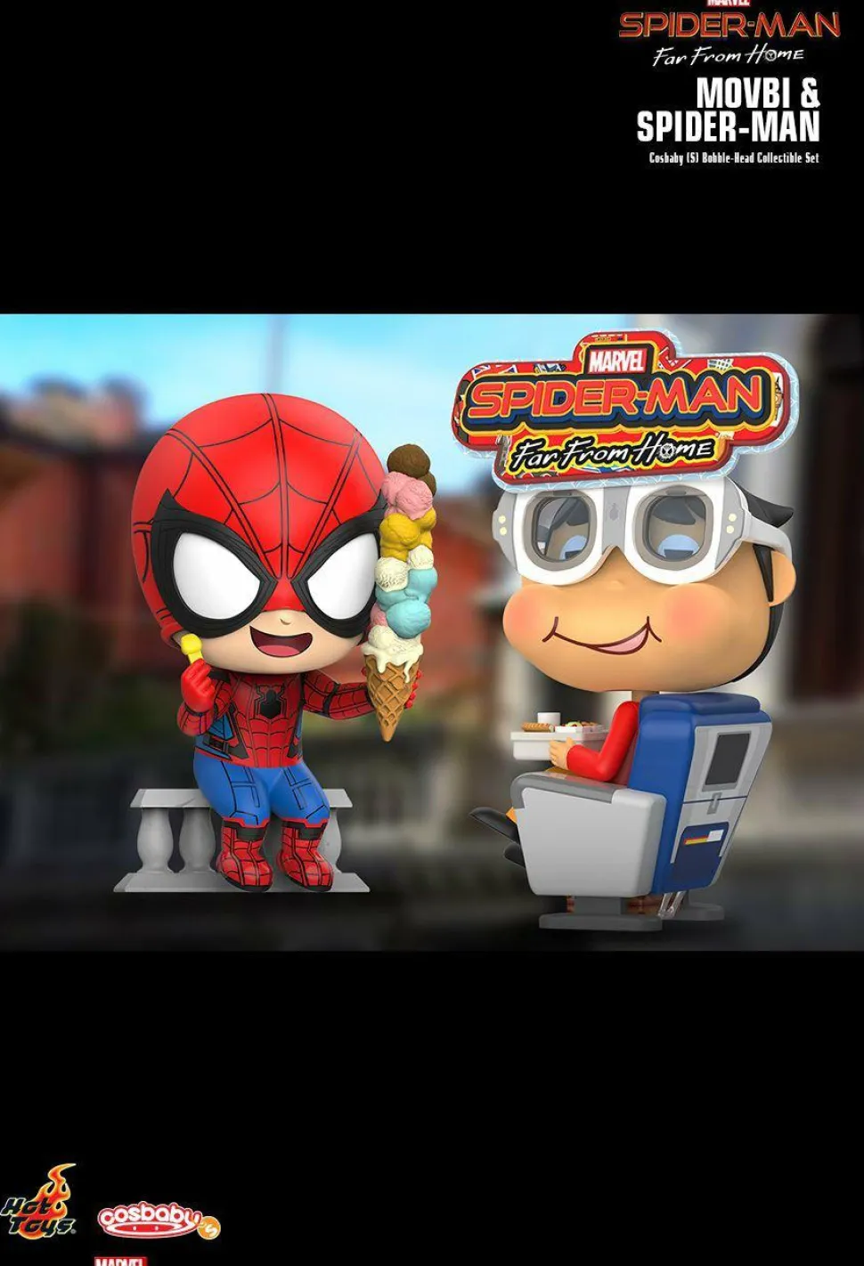 Spider-Man: Far From Home - Spider-Man & Movbi Cosbaby 3.75” Hot Toys Bobble-Head Figure 2-Pack