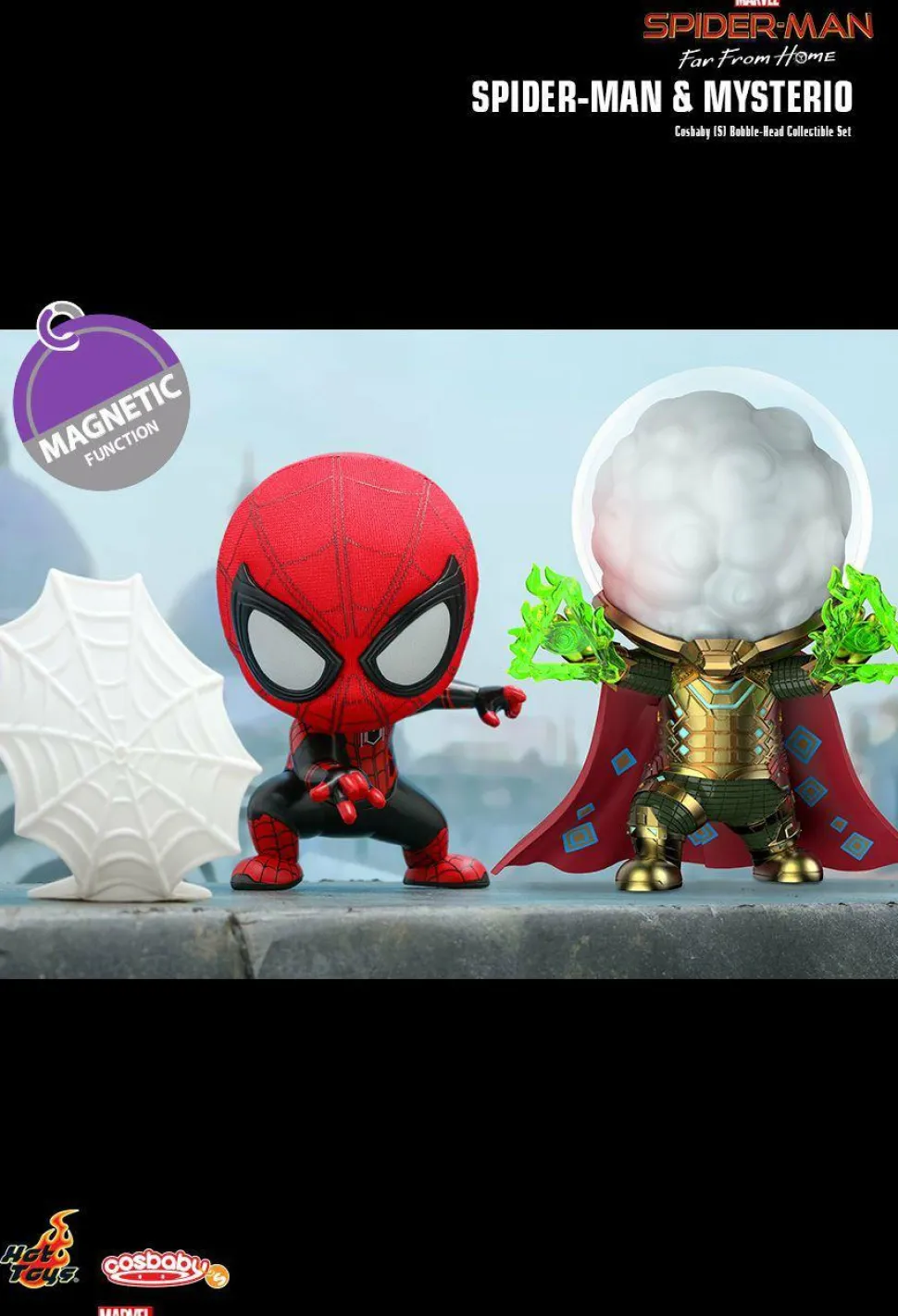 Spider-Man: Far From Home - Spider-Man & Mysterio Cosbaby 3.75” Hot Toys Bobble-Head Figure 2-Pack