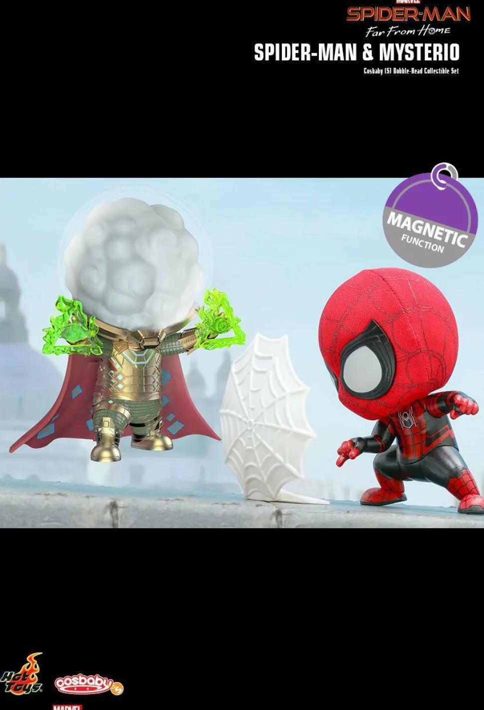 Spider-Man: Far From Home - Spider-Man & Mysterio Cosbaby 3.75” Hot Toys Bobble-Head Figure 2-Pack