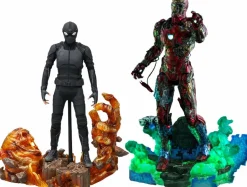 Spider-Man: Far From Home - Spider-Man Stealth Suit & Mysterio's Iron Man Illusion Hot Toys 1/6th Scale Action Figure Bundle (Set of 2)