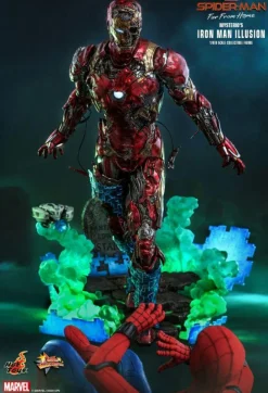 Spider-Man: Far From Home - Spider-Man Stealth Suit & Mysterio's Iron Man Illusion Hot Toys 1/6th Scale Action Figure Bundle (Set of 2)