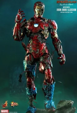 Spider-Man: Far From Home - Spider-Man Stealth Suit & Mysterio's Iron Man Illusion Hot Toys 1/6th Scale Action Figure Bundle (Set of 2)