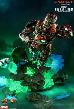 Spider-Man: Far From Home - Spider-Man Stealth Suit & Mysterio's Iron Man Illusion Hot Toys 1/6th Scale Action Figure Bundle (Set of 2)