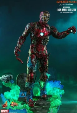 Spider-Man: Far From Home - Spider-Man Stealth Suit & Mysterio's Iron Man Illusion Hot Toys 1/6th Scale Action Figure Bundle (Set of 2)