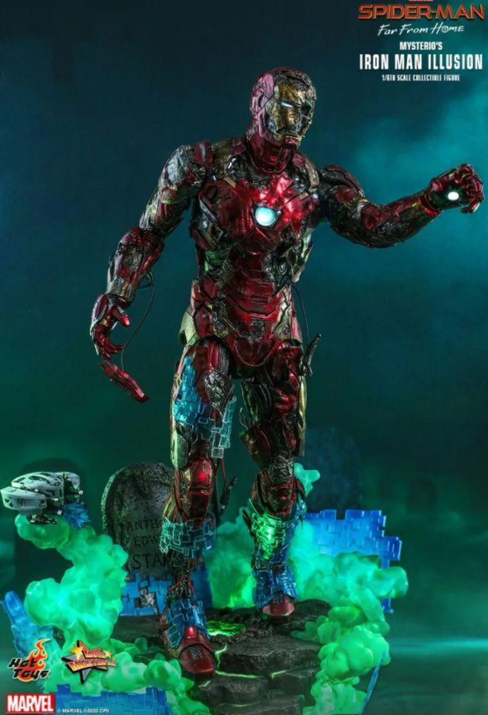 Spider-Man: Far From Home - Spider-Man Stealth Suit & Mysterio's Iron Man Illusion Hot Toys 1/6th Scale Action Figure Bundle (Set of 2)
