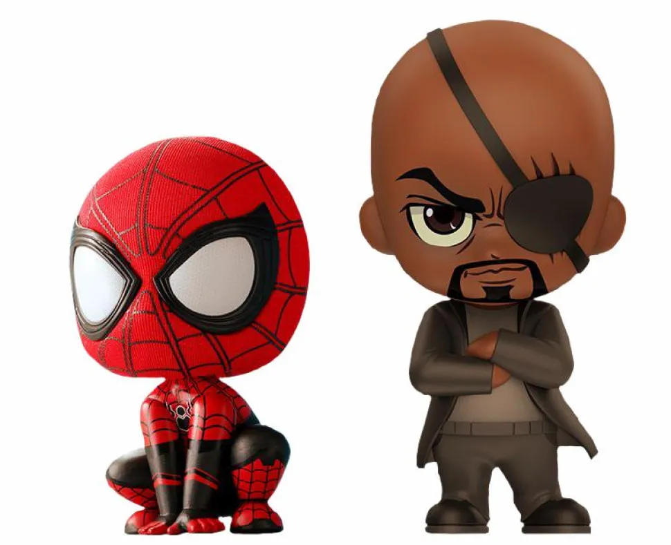Spider-Man: Far From Home - Spider-Man & Nick Fury Cosbaby 3.75” Hot Toys Bobble-Head Figure 2-Pack