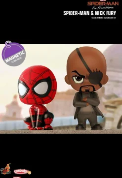 Spider-Man: Far From Home - Spider-Man & Nick Fury Cosbaby 3.75” Hot Toys Bobble-Head Figure 2-Pack