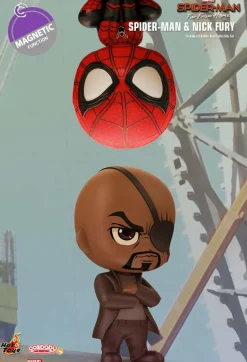 Spider-Man: Far From Home - Spider-Man & Nick Fury Cosbaby 3.75” Hot Toys Bobble-Head Figure 2-Pack