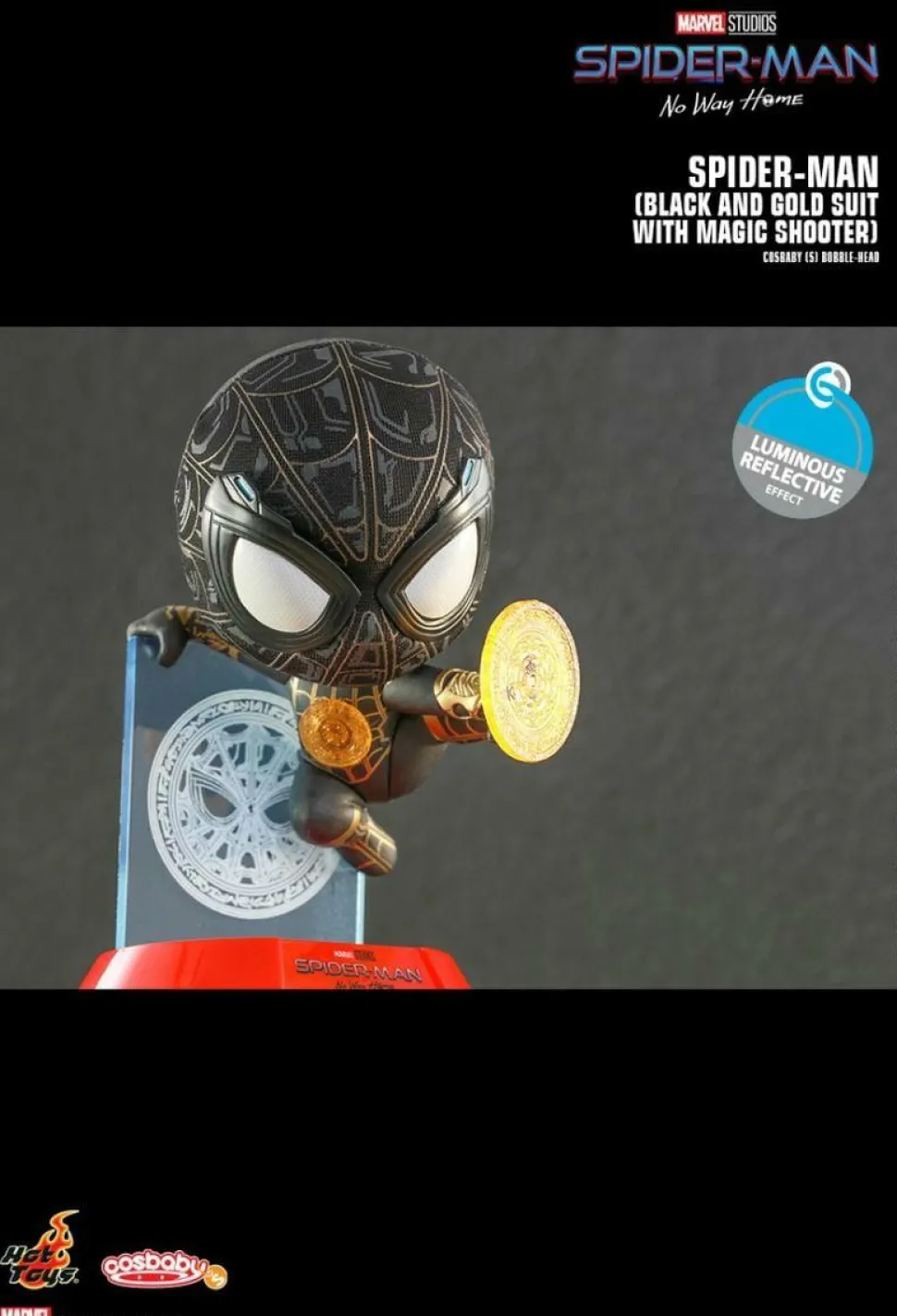 Spider-Man: No Way Home - Spider-Man Black & Gold Suit with Magic Shooter Cosbaby (S) Hot Toys Figure
