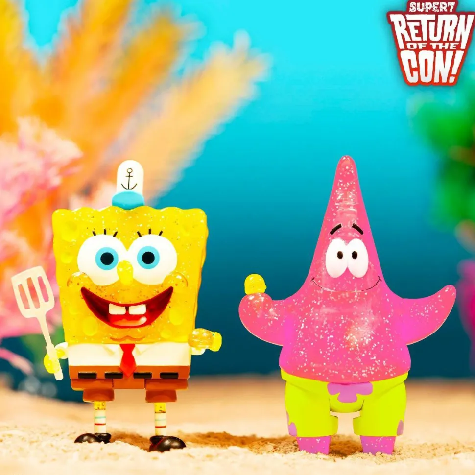 SpongeBob SquarePants - Spongebob & Patrick Best Friends Glitter ReAction 3.75” Action Figure 2-Pack (2022 SDCC Exclusive)