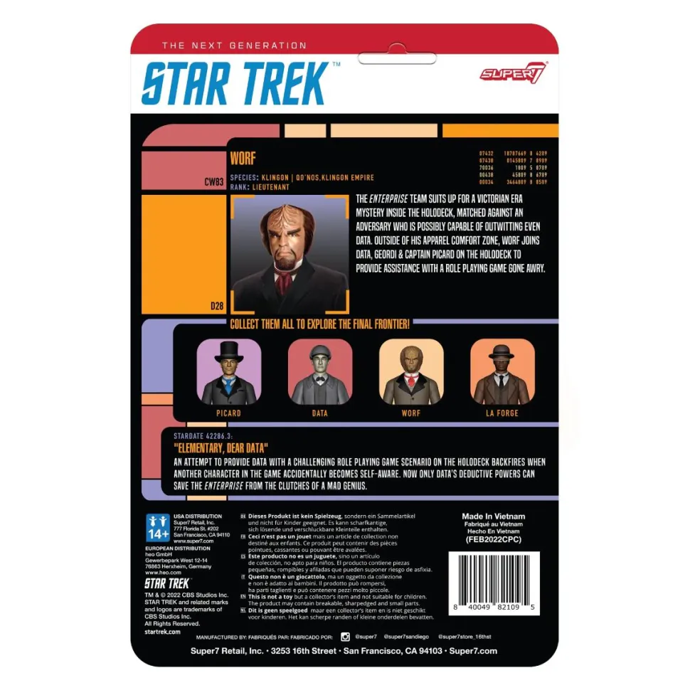 Star Trek: The Next Generation - Worf (Elementary, Dear Data) ReAction 3.75" Action Figure