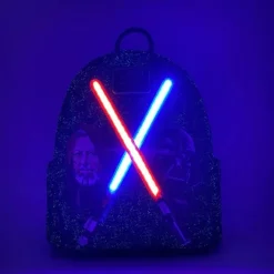 Star Wars - Darth Vader & Obi-Wan Lightsaber Light Up Glow in the Dark 10" Faux Leather Mini Backpack
