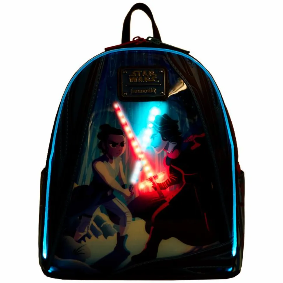 Star Wars - The Force Awakens Rey & Kylo Light Up 10" Faux Leather Mini Backpack