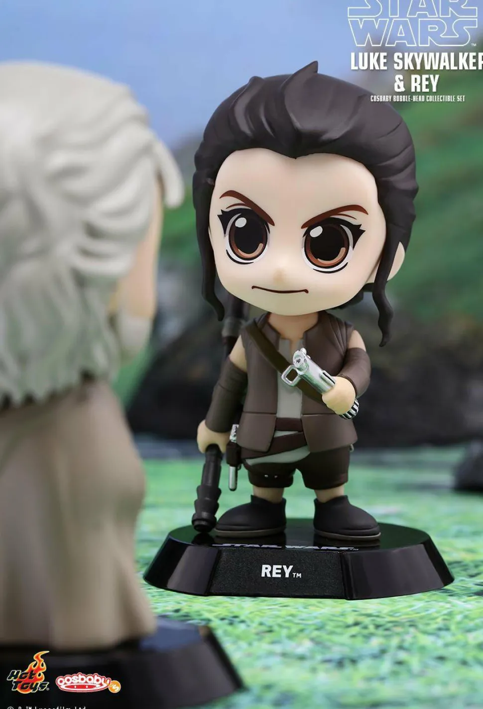 Star Wars Episode VII: The Force Awakens - Luke Skywalker & Rey Cosbaby 3.75” Hot Toys Bobble Head Figure 2-Pack