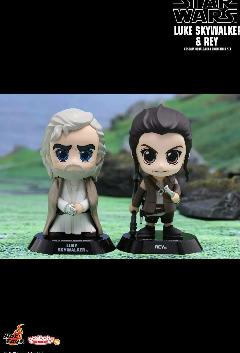 Star Wars Episode VII: The Force Awakens - Luke Skywalker & Rey Cosbaby 3.75” Hot Toys Bobble Head Figure 2-Pack