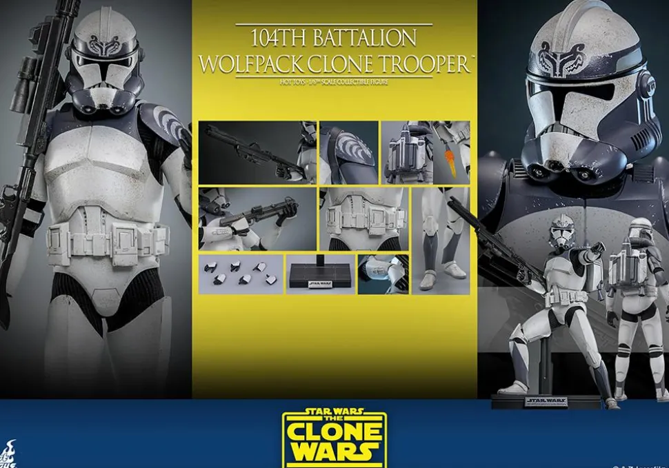 Star Wars: The Clone Wars - 104th Battalion Wolfpack Clone Trooper 1/6th Scale Hot Toys Action Figure