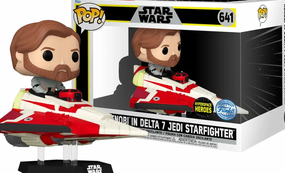 Star Wars: The Clone Wars - Obi-Wan Kenobi in Delta-7 Jedi Starfighter Pop! Rides Vinyl Figure