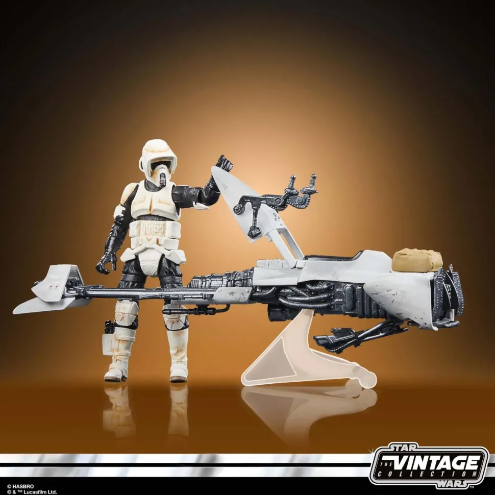 Star Wars: The Mandalorian - Speeder Bike with Scout Trooper & Grogu Vintage Collection Kenner 3.75" Scale Action Figure Vehicle Playset