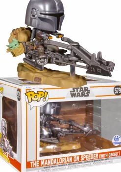 Star Wars: The Mandalorian - The Mandalorian on Speeder (with Grogu) Pop! Rides Vinyl Figure (Funko / Popcultcha Exclusive)