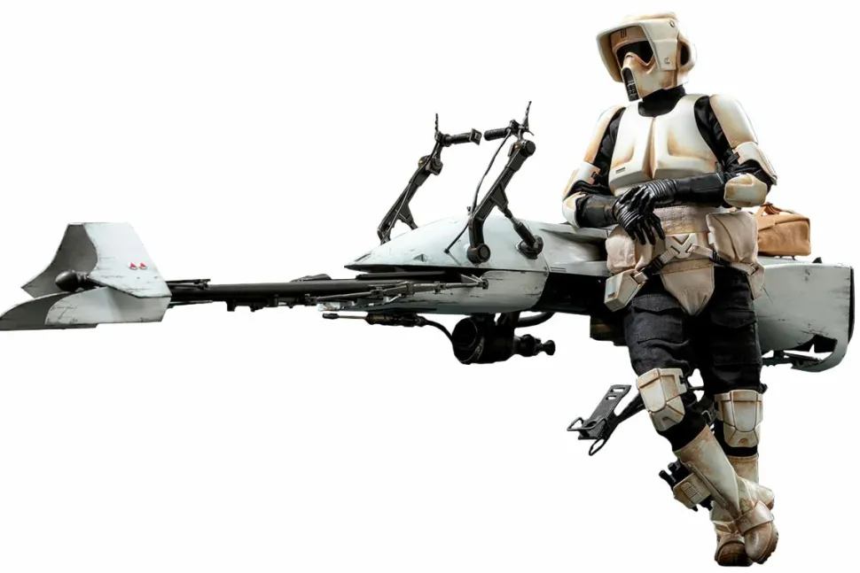 Star Wars: The Mandalorian - Scout Trooper with Speeder Bike 1/6th Scale Hot Toys Action Figure Set
