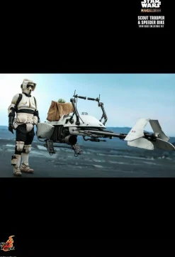 Star Wars: The Mandalorian - Scout Trooper with Speeder Bike 1/6th Scale Hot Toys Action Figure Set