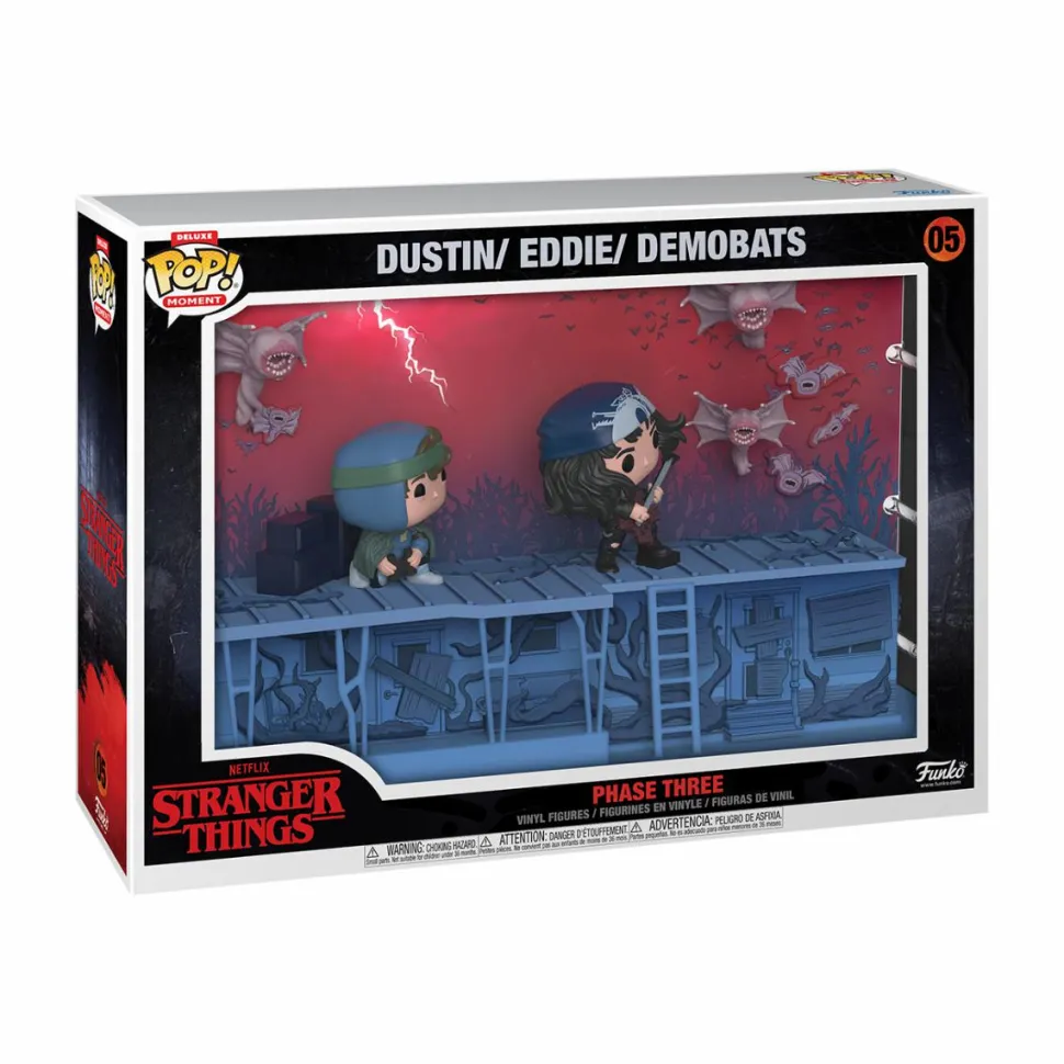 Stranger Things 4 - Phase Three Dustin, Eddie, & Demobats Deluxe Pop! Moments Vinyl Figure