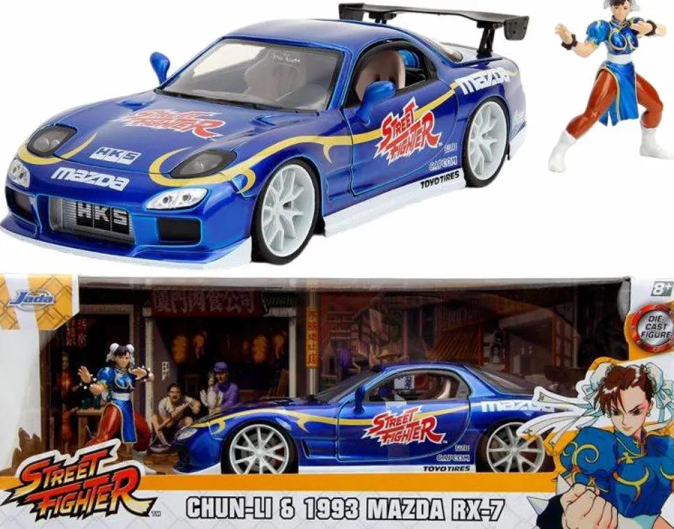Street Fighter - Chun-Li & 1993 Mazda RX-7 Anime Hollywood Rides 1/24th Scale Die-Cast Vehicle Replica