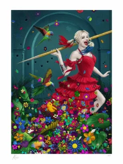 Suicide Squad - Harley Quinn: Red Flags Fine Art Print by Kevin McGivern
