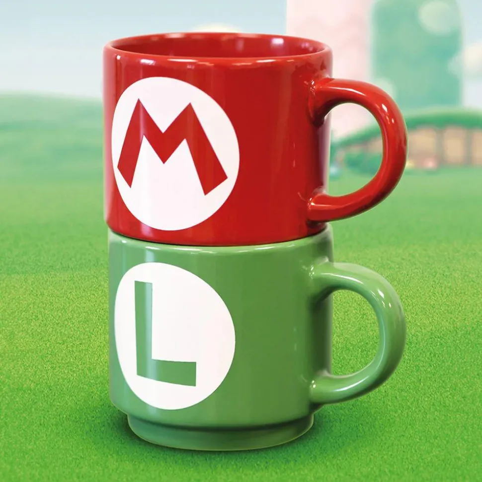 Super Mario - Mario & Luigi Initials Stackable Ceramic Mug 2-Pack