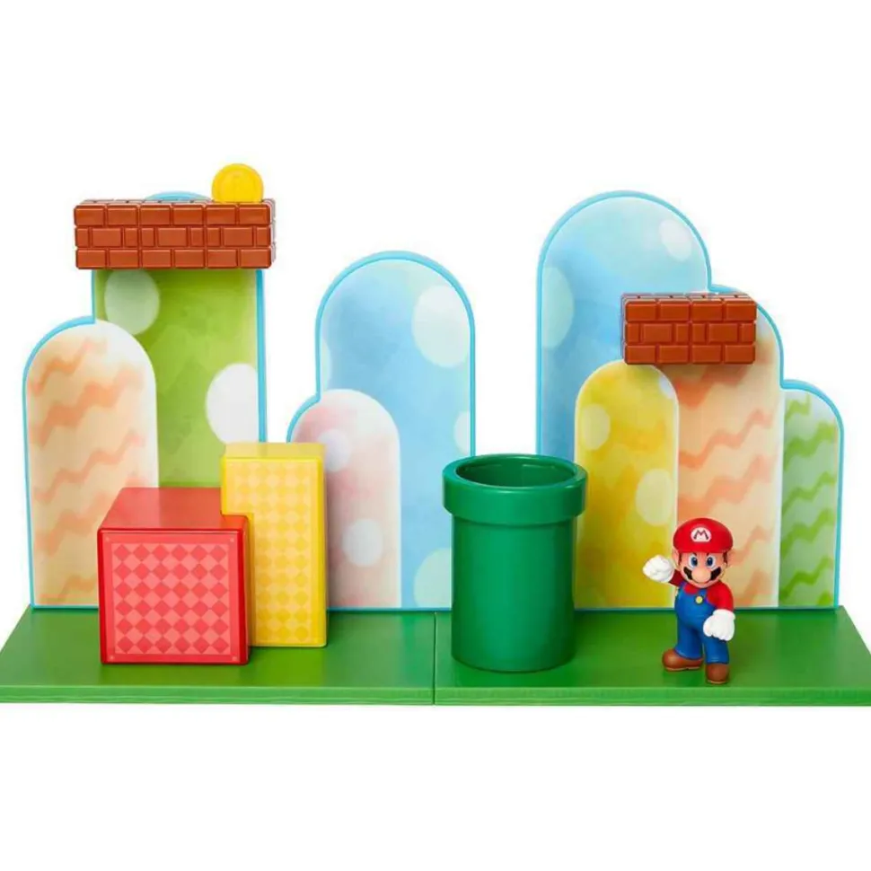 Super Mario - Mario with Acorn Plains Diorama World of Nintendo 2.5" Scale Action Figure Playset