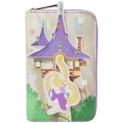 Tangled - Rapunzel Swinging From Tower 4” Faux Leather Zip-Around Wallet