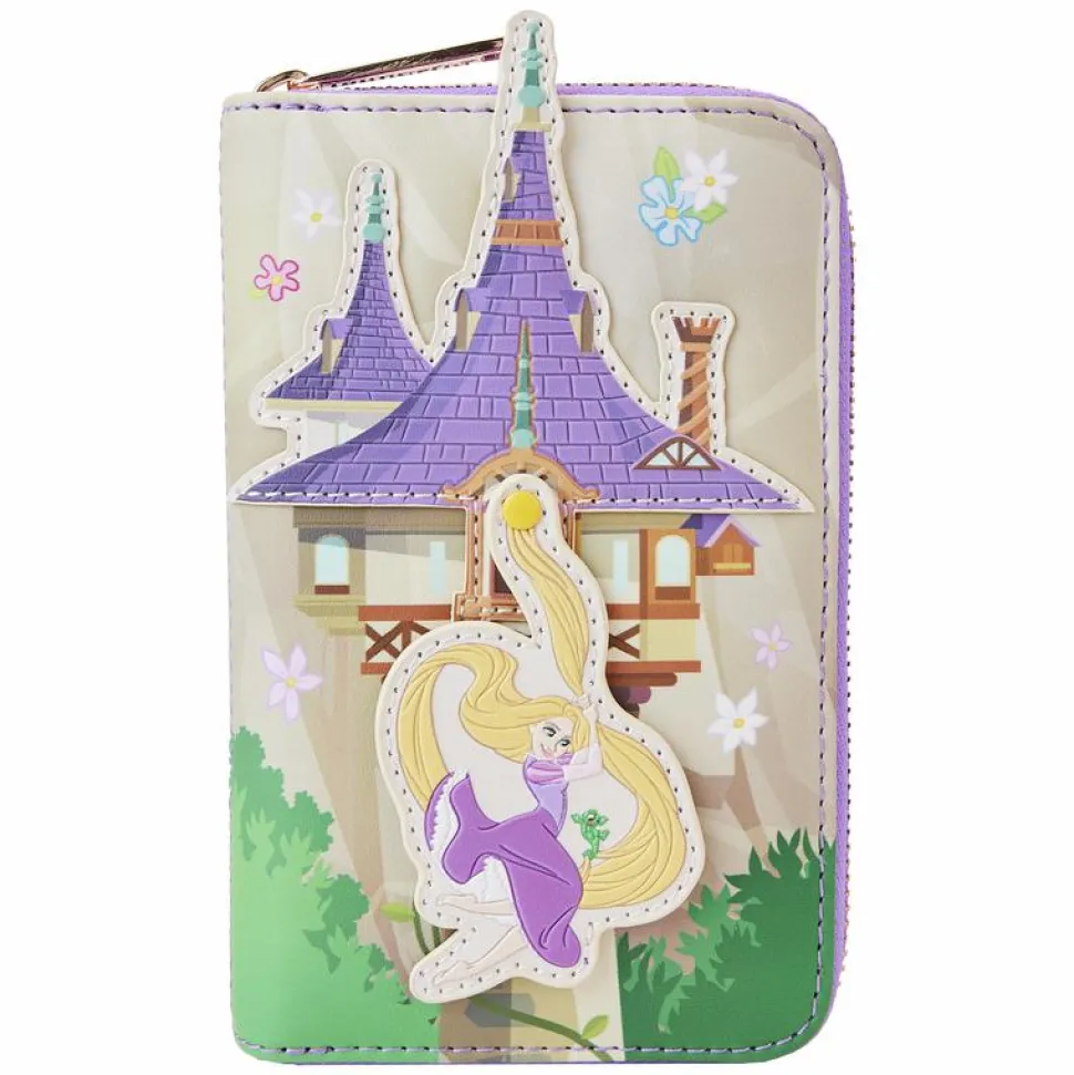 Tangled - Rapunzel Swinging From Tower 4” Faux Leather Zip-Around Wallet