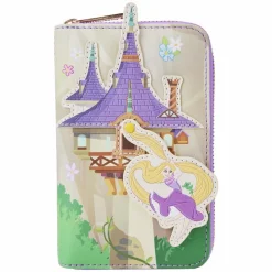 Tangled - Rapunzel Swinging From Tower 4” Faux Leather Zip-Around Wallet
